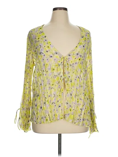 Pre-owned H&m 3/4 Sleeve Blouse In Yellow