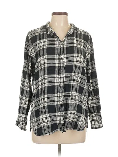 Pre-owned H&m 3/4 Sleeve Button Down Shirt In Black
