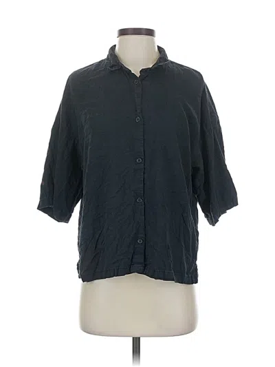 Pre-owned H&m 3/4 Sleeve Button Down Shirt In Black