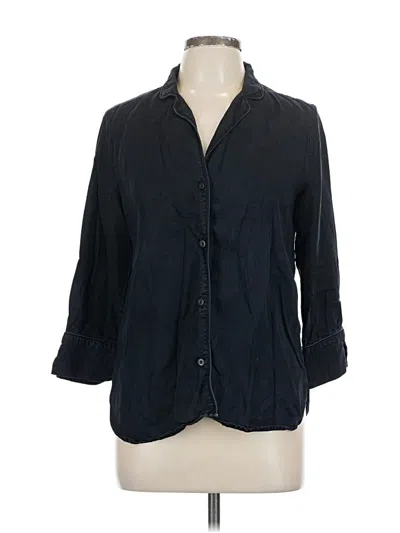 Pre-owned H&m 3/4 Sleeve Button Down Shirt In Black