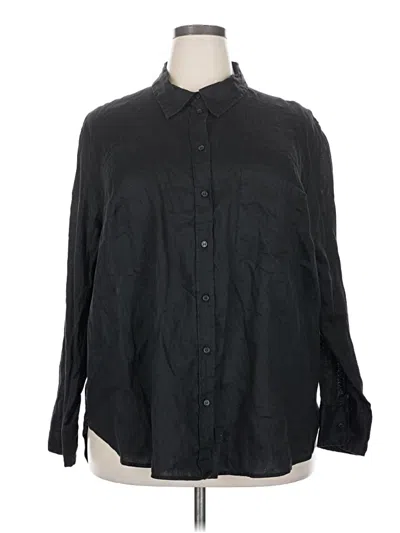 Pre-owned H&m 3/4 Sleeve Button Down Shirt In Black