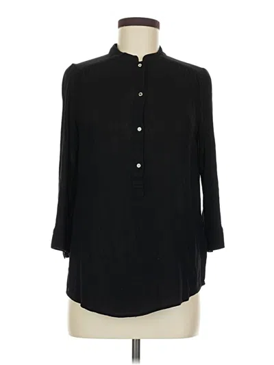Pre-owned H&m 3/4 Sleeve Button Down Shirt In Black