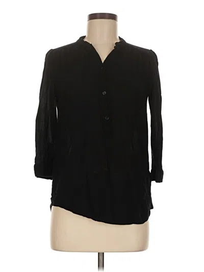 Pre-owned H&m 3/4 Sleeve Button Down Shirt In Black