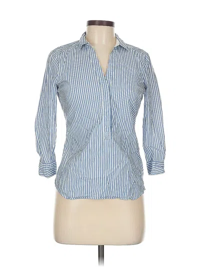 Pre-owned H&m 3/4 Sleeve Button Down Shirt In Blue