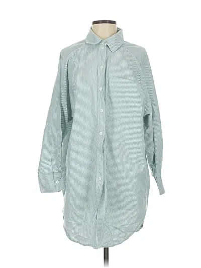 Pre-owned H&m 3/4 Sleeve Button Down Shirt In Blue