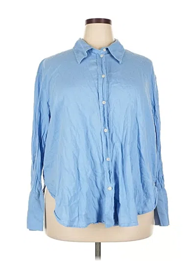 Pre-owned H&m 3/4 Sleeve Button Down Shirt In Blue