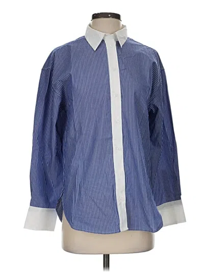Pre-owned H&m 3/4 Sleeve Button Down Shirt In Blue