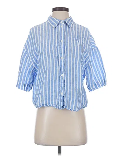 Pre-owned H&m 3/4 Sleeve Button Down Shirt In Blue