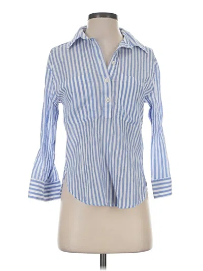 Pre-owned H&m 3/4 Sleeve Button Down Shirt In Blue
