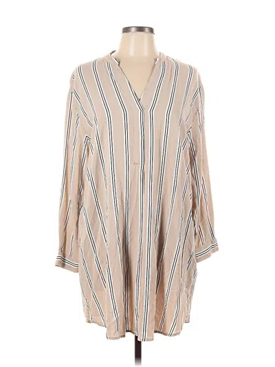 Pre-owned H&m 3/4 Sleeve Button Down Shirt In Brown