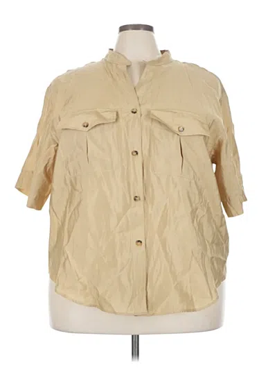 Pre-owned H&m 3/4 Sleeve Button Down Shirt In Brown