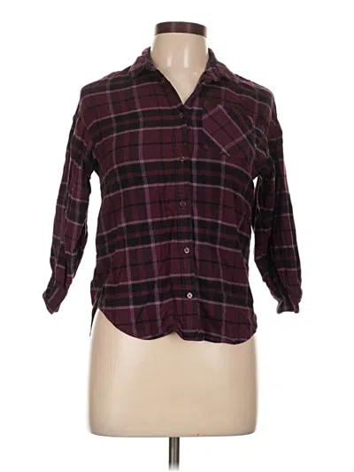 Pre-owned H&m 3/4 Sleeve Button Down Shirt In Burgundy