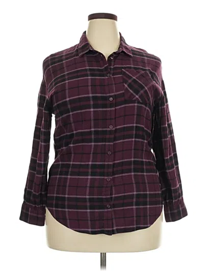 Pre-owned H&m 3/4 Sleeve Button Down Shirt In Burgundy