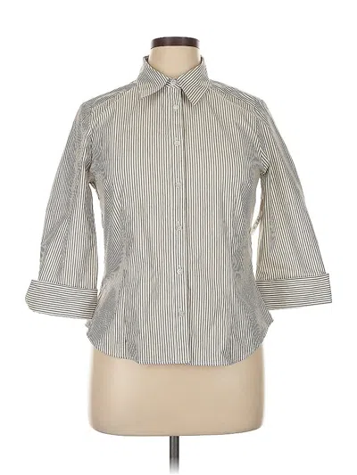 Pre-owned H&m 3/4 Sleeve Button Down Shirt In Gray