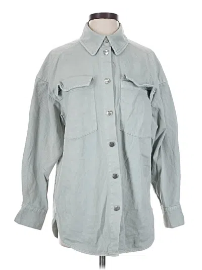 Pre-owned H&m 3/4 Sleeve Button Down Shirt In Gray