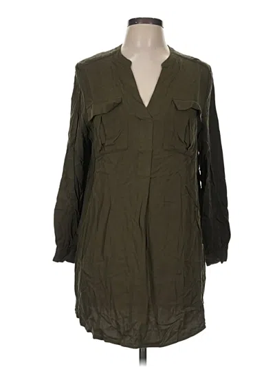 Pre-owned H&m 3/4 Sleeve Button Down Shirt In Green