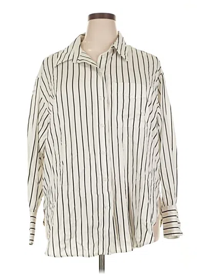 Pre-owned H&m 3/4 Sleeve Button Down Shirt In Ivory