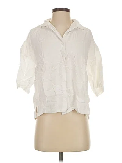 Pre-owned H&m 3/4 Sleeve Button Down Shirt In Ivory