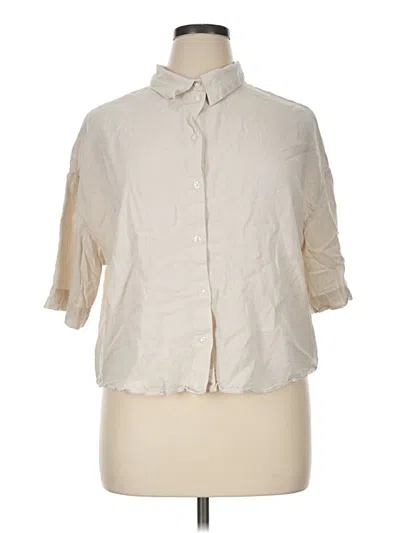 Pre-owned H&m 3/4 Sleeve Button Down Shirt In Ivory