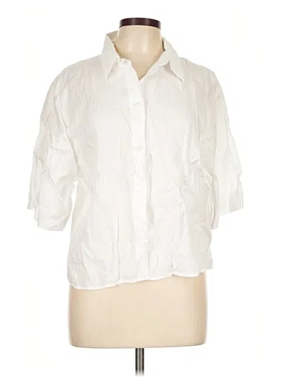 Pre-owned H&m 3/4 Sleeve Button Down Shirt In Ivory
