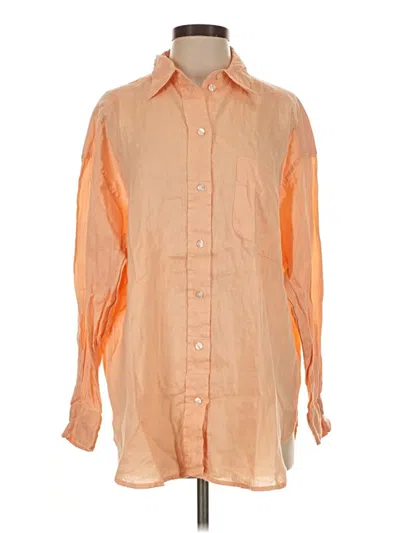 Pre-owned H&m 3/4 Sleeve Button Down Shirt In Orange