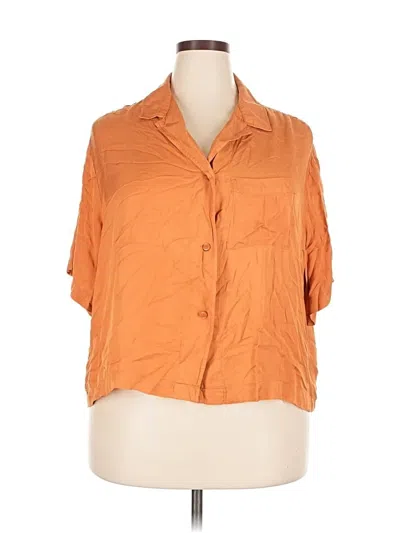 Pre-owned H&m 3/4 Sleeve Button Down Shirt In Orange