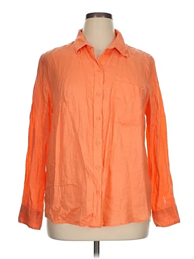 Pre-owned H&m 3/4 Sleeve Button Down Shirt In Orange