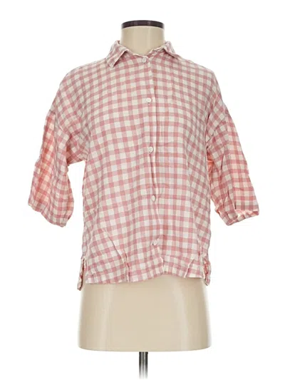 Pre-owned H&m 3/4 Sleeve Button Down Shirt In Pink