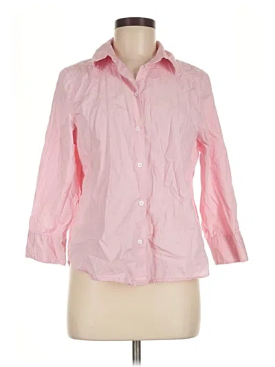 Pre-owned H&m 3/4 Sleeve Button Down Shirt In Pink