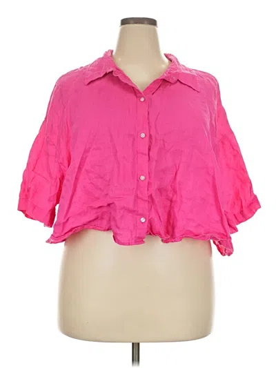 Pre-owned H&m 3/4 Sleeve Button Down Shirt In Pink