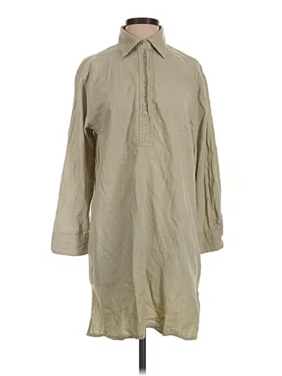 Pre-owned H&m 3/4 Sleeve Button Down Shirt In Tan