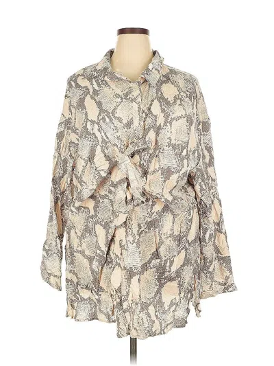 Pre-owned H&m 3/4 Sleeve Button Down Shirt In White