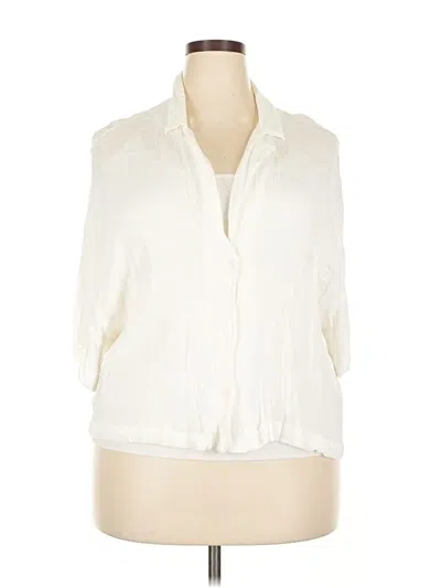 Pre-owned H&m 3/4 Sleeve Button Down Shirt In White