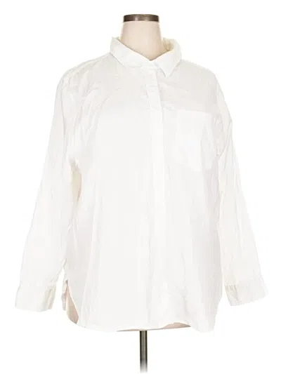 Pre-owned H&m 3/4 Sleeve Button Down Shirt In White