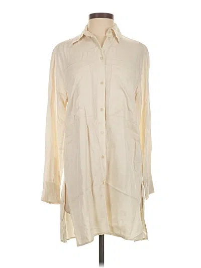 Pre-owned H&m 3/4 Sleeve Button Down Shirt In White