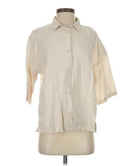 Pre-owned H&m 3/4 Sleeve Button Down Shirt In White