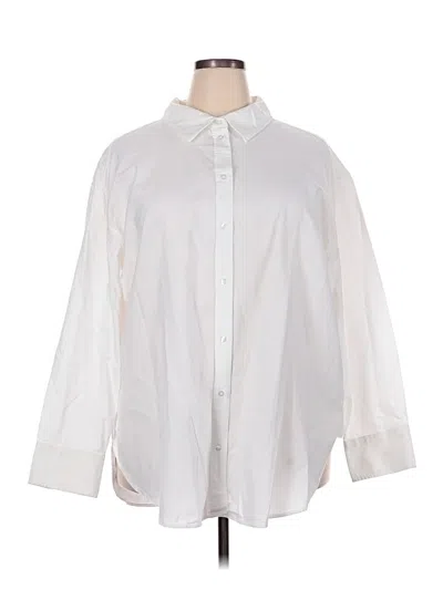 Pre-owned H&m 3/4 Sleeve Button Down Shirt In White