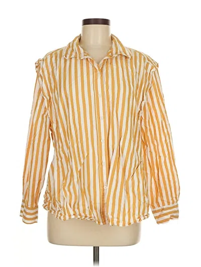 Pre-owned H&m 3/4 Sleeve Button Down Shirt In Yellow