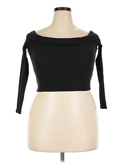 Pre-owned H&m 3/4 Sleeve Top Black Boatneck Tops