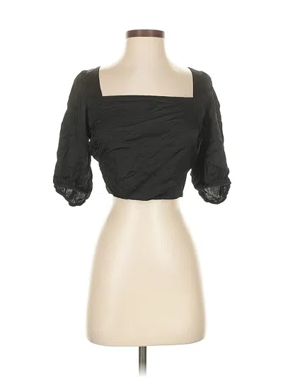 Pre-owned H&m 3/4 Sleeve Top Black Sweetheart Neckline Tops