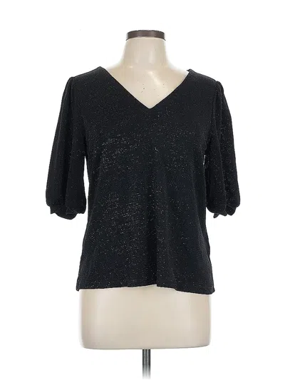 Pre-owned H&m 3/4 Sleeve Top Black V Neck Tops