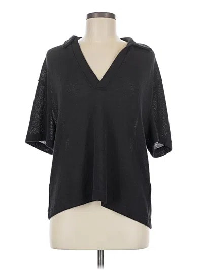 Pre-owned H&m 3/4 Sleeve Top Black V Neck Tops