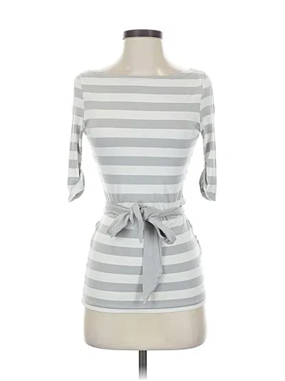 Pre-owned H&m 3/4 Sleeve Top Gray Boatneck Tops