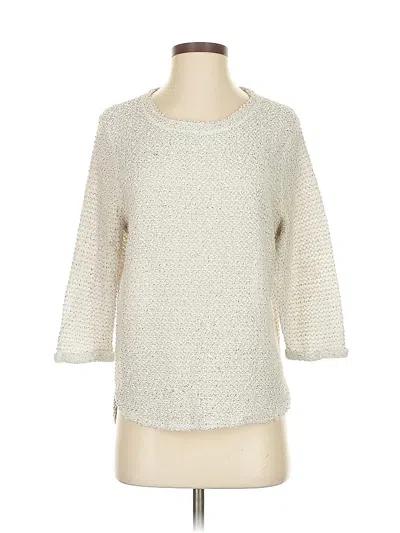 Pre-owned H&m 3/4 Sleeve Top Ivory Boatneck Tops In White