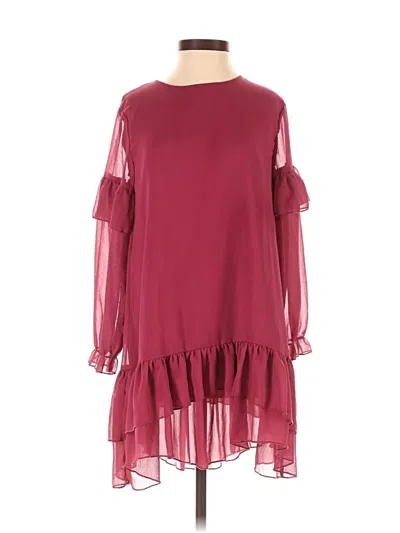 Pre-owned H&m 3/4 Sleeve Top Purple Ruffles Neckline Tops