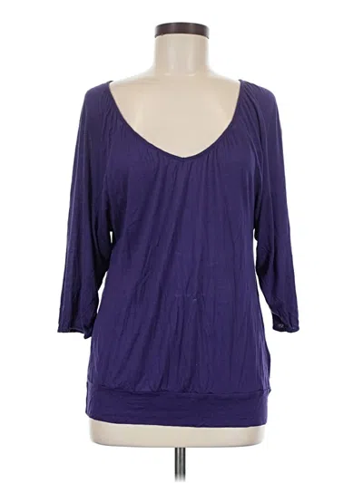 Pre-owned H&m 3/4 Sleeve Top Purple Scoop Neck Tops