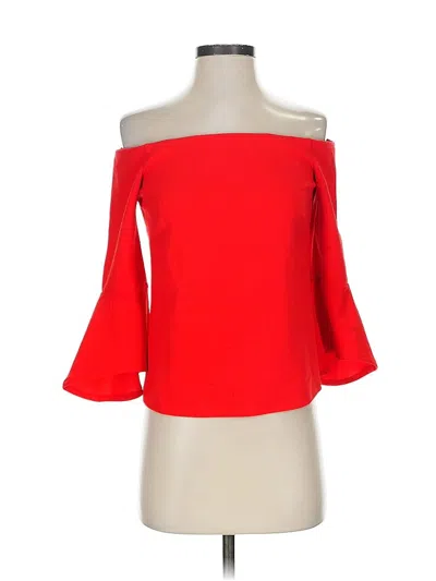 Pre-owned H&m 3/4 Sleeve Top Red Off The Shoulder Neckline Tops