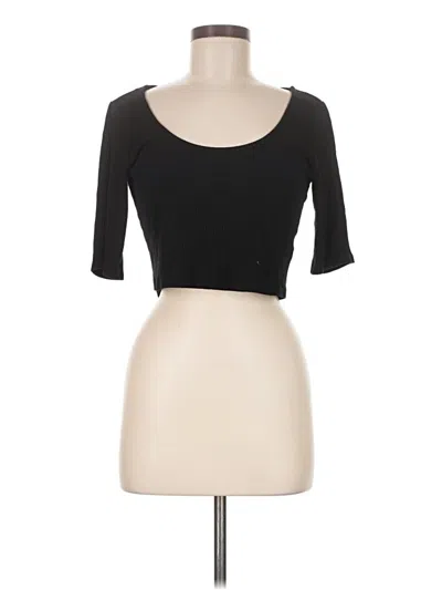 Pre-owned H&m 3/4 Sleeve T-shirt In Black