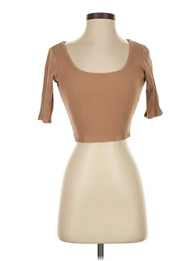 Pre-owned H&m 3/4 Sleeve T-shirt In Brown