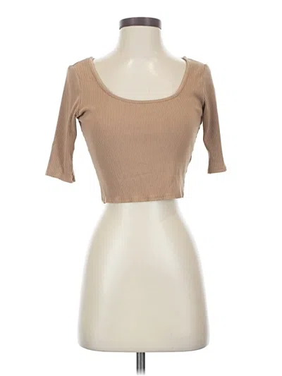 Pre-owned H&m 3/4 Sleeve T-shirt In Brown